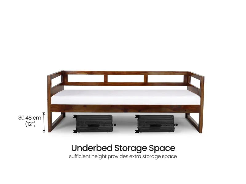 Hugo Solid Wood Sofa Cum Bed with 4 Inches Mattress